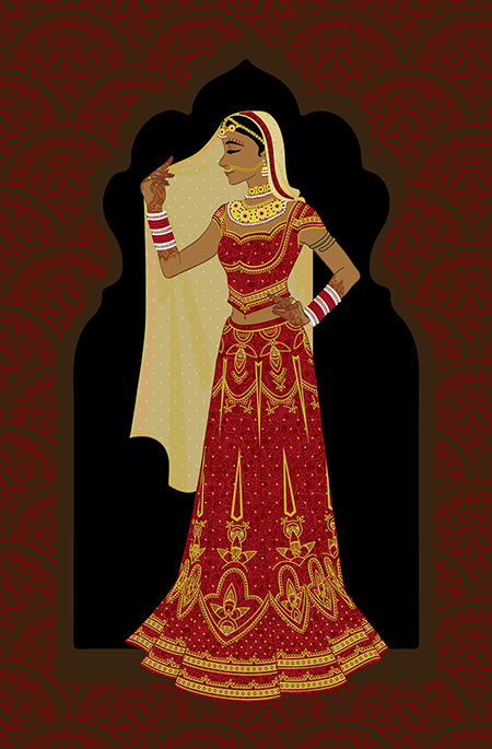 The Bride<br/>Digital illustration showcasing Indian wedding attire